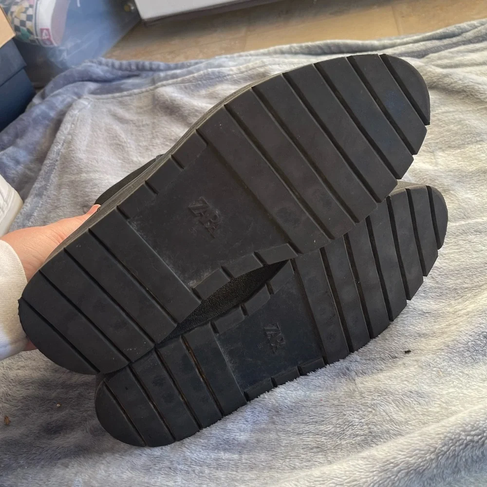 Zara black lug Chelsea booties